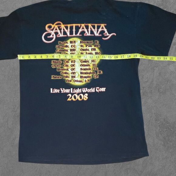 Santana Shirt World Tour Live Your Light Texas Graphic Tee 2008 Y2K M - Picture 7 of 8